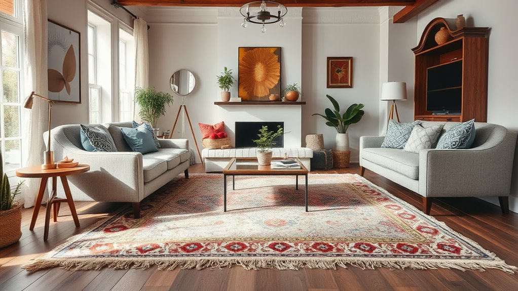 layered rugs enhance aesthetics